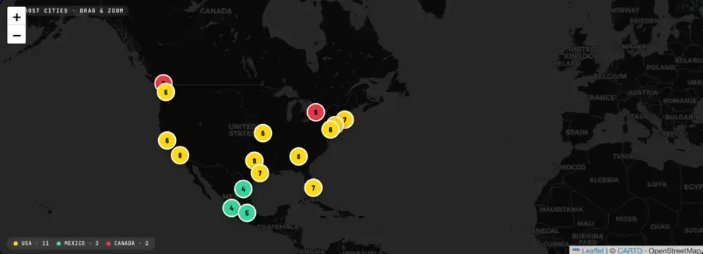 Sixteen cities, three countries: the map of Mondial 2026